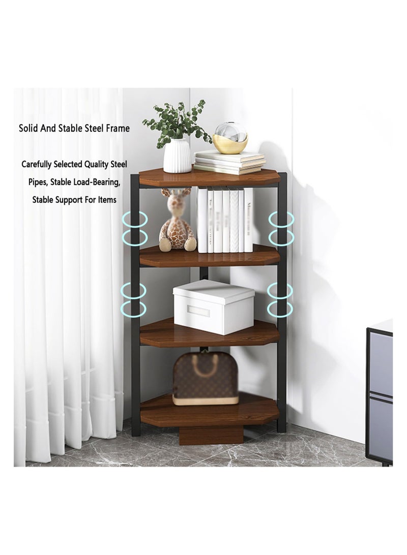 Anmi 4 Tier Corner Shelf, Space-Saving Corner Bookshelf Storage Rack, Corner Bookcase Small Bookcase for Study Room, Living Room, Office - Image 3