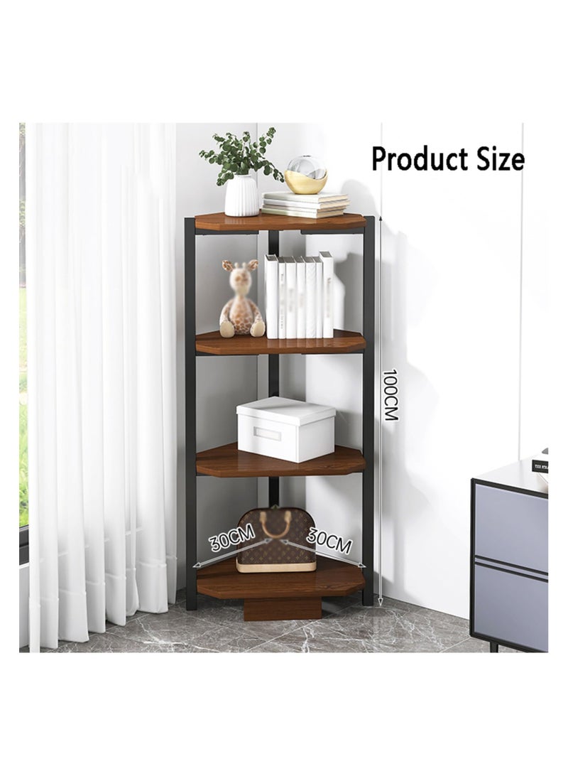 Anmi 4 Tier Corner Shelf, Space-Saving Corner Bookshelf Storage Rack, Corner Bookcase Small Bookcase for Study Room, Living Room, Office - Image 2