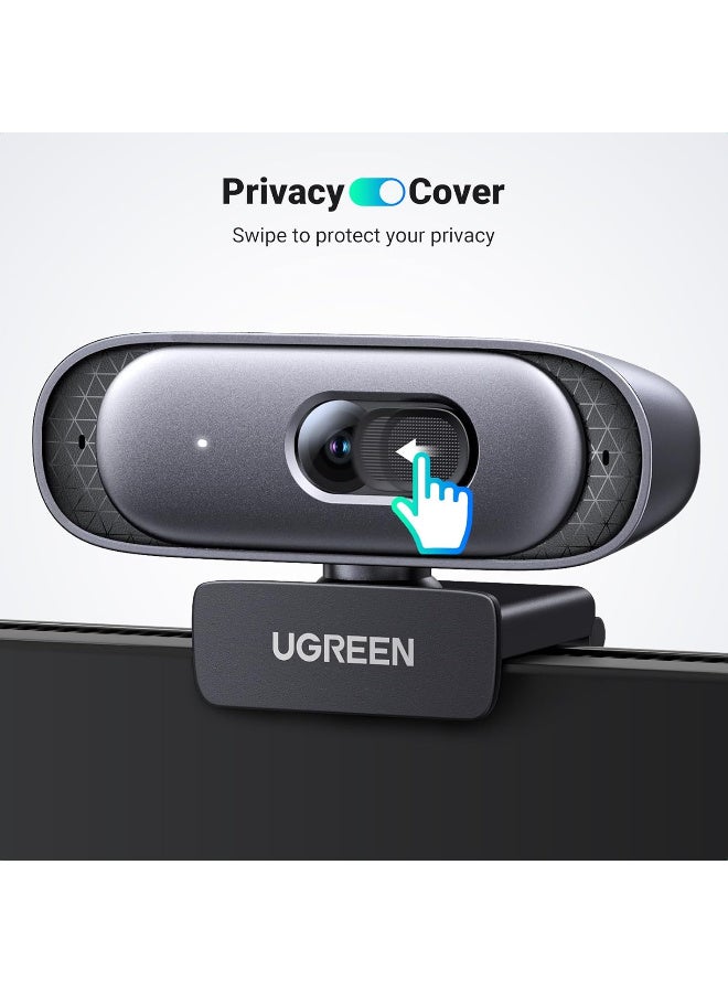 UGREEN ECO UGREEN Webcam 2K 30FPS Full HD, Webcam with Dual Microphone, 91° Field of View, Privacy Protection, Auto Focus, Automatic Light Correction, Stereo Sound, Plug & Play, PC Camera for Windows MacOS 35626 - Image 2