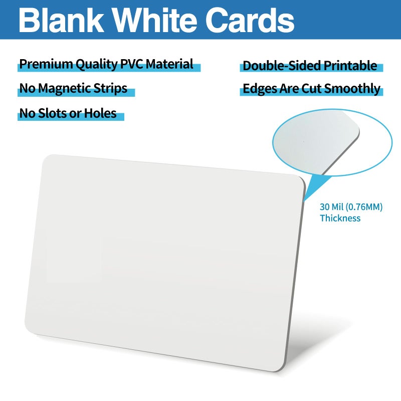 Klmnduo 25 Pack - Premium Blank PVC Cards for ID Badge Printers - Premium Quality White CR80 30 Mil (CR8030) by KLMNDUO - Compatible with Most Photo ID Badge Printers(White) - Image 2