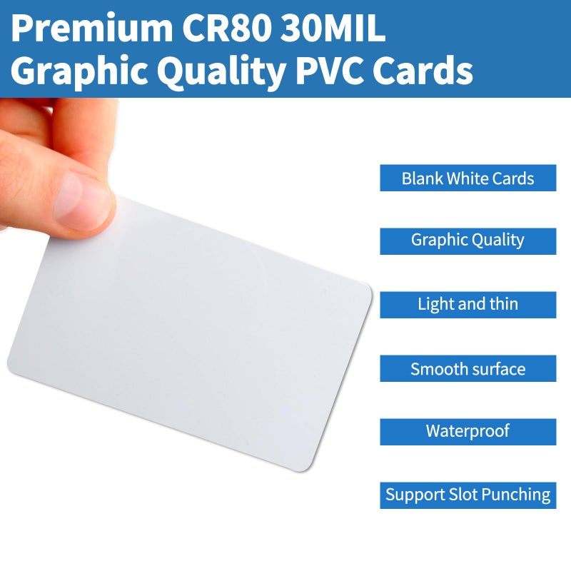 Klmnduo 25 Pack - Premium Blank PVC Cards for ID Badge Printers - Premium Quality White CR80 30 Mil (CR8030) by KLMNDUO - Compatible with Most Photo ID Badge Printers(White) - Image 3