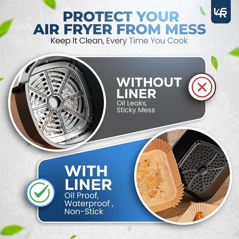 LSR LORESO Air Fryer Liners - Disposable Parchment Paper, 100 Count - 7-8 Inch, Non-Stick, 5-8 Quart (8" Square - 100CT) - Image 5