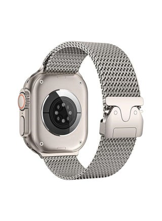 Titanium Milanese Mesh Loop for Apple Watch Band 49mm 46mm 45mm 44mm Men Women, DLC Scratch-resistant Coating Breathable Replacement Strap with Adjustable Parachute-style Buckle for iWatch Ultra 2/SE/Series 10 9 8 7 6 5 4, Nature - pzsku/ZCEED5ADA71CBB6B35A9FZ/45/1742541844/2bbeedfa-33c9-4358-937d-dffb674b6192
