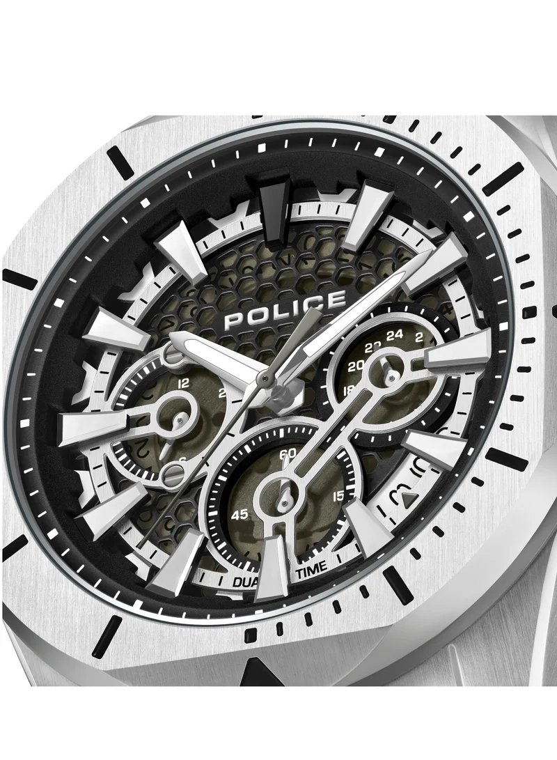 بوليس Electrical Khaki Green Dial Brown Leather Strap Gents Chronograph Watch With Stainless Steel Case