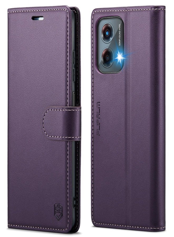 FLIPALM Wallet Case for Moto G 5G 2024, RFID Blocking Credit Card Holder, PU Leather Folio Flip Kickstand Protective Shockproof Cover for Motorola Moto G 5G 2024 (Purple) - Image 1