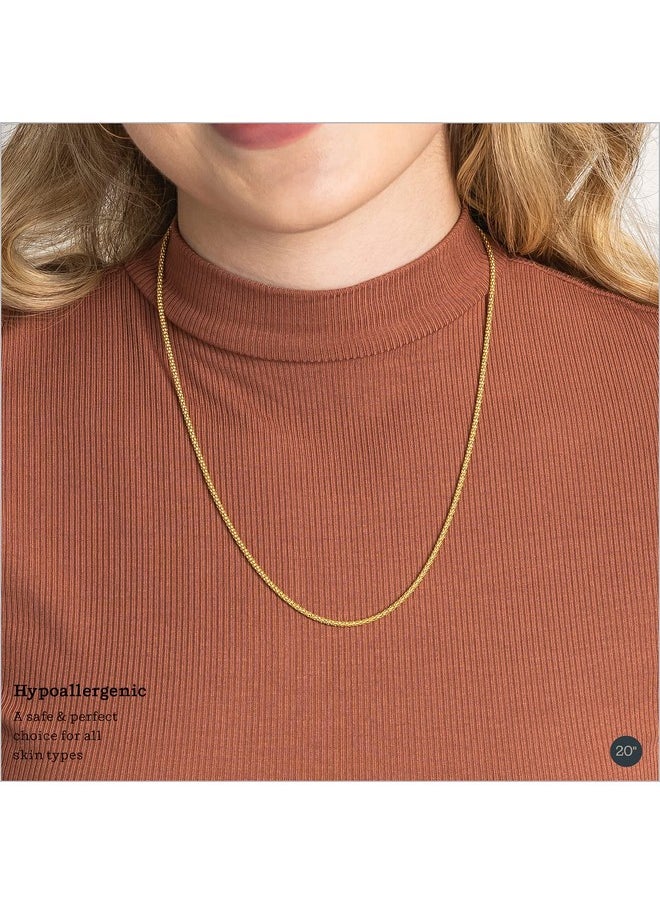 Kezef - 18K 2Mm 18Kt Gold Plated 925 Sterling Silver Necklace Chains Italian Popcorn Coreana 36 Inch Necklace Chain Solid Silver Necklace For Women Mens Necklace Chain - Image 1