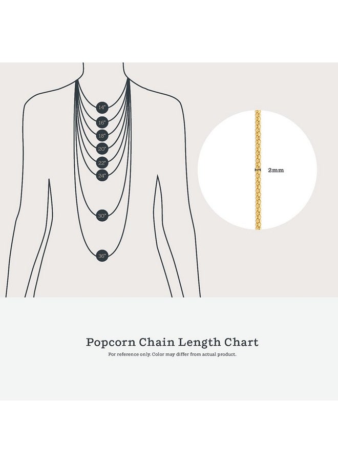 Kezef - 18K 2Mm 18Kt Gold Plated 925 Sterling Silver Necklace Chains Italian Popcorn Coreana 36 Inch Necklace Chain Solid Silver Necklace For Women Mens Necklace Chain - Image 1