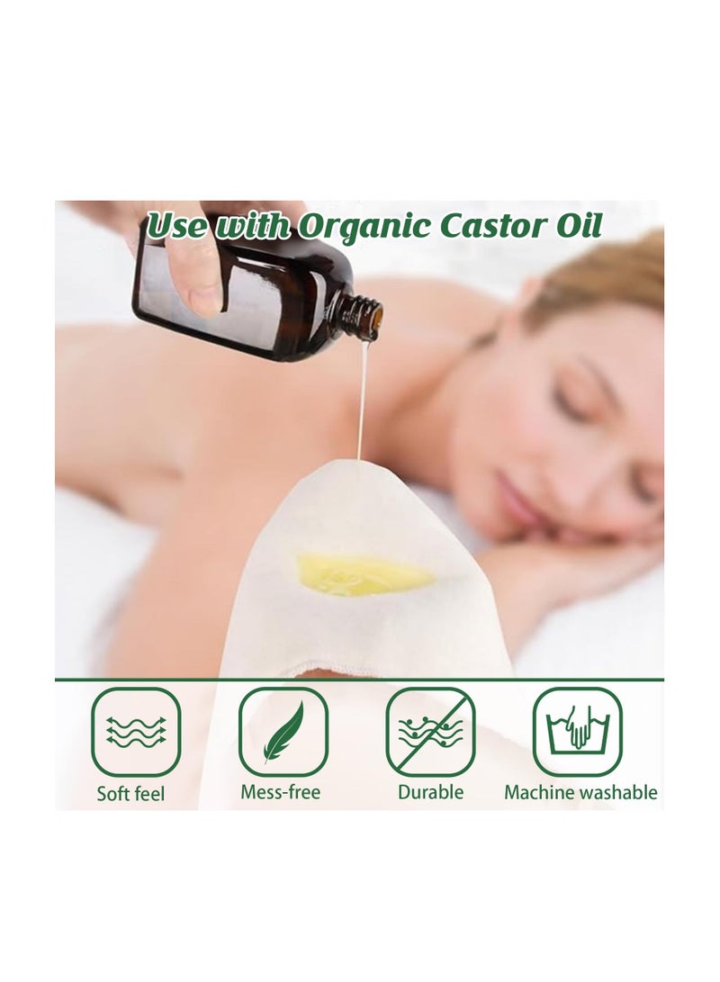 Cotton Flannel for Castor Oil Packs, 2 PCS Highly Absorbent Castor Oil Wrap, Made of Organic Cotton, Reusable Castor Oil Compress for Liver, Abdomen, Joints