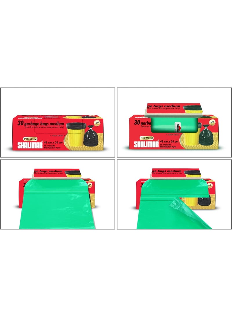 شاليمار بريميوم أوكسو - كيس قمامة قابل للتحلل بيولوجيًا (عطر اللافندر) مقاس متوسط ​​48x53 سم|120 كيسًا (4 لفات × 30) يناسب كيس قمامة سعة 4-8 جالون/كيس قمامة (أخضر) صندوق مثقوب لسهولة العلامة التجارية: شاليمار - Image 2