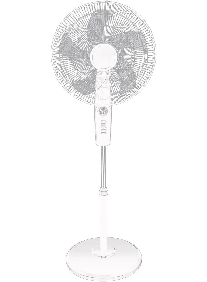 Jorunb Pedestal Stand Fan,18 inch,3D Oscillation Directions, 4 Speed& Adjustable Height,5 Leaf Blade Power Saving with 2 Hours Timer floor fan for Bedroom Home Office (White) - Image 1