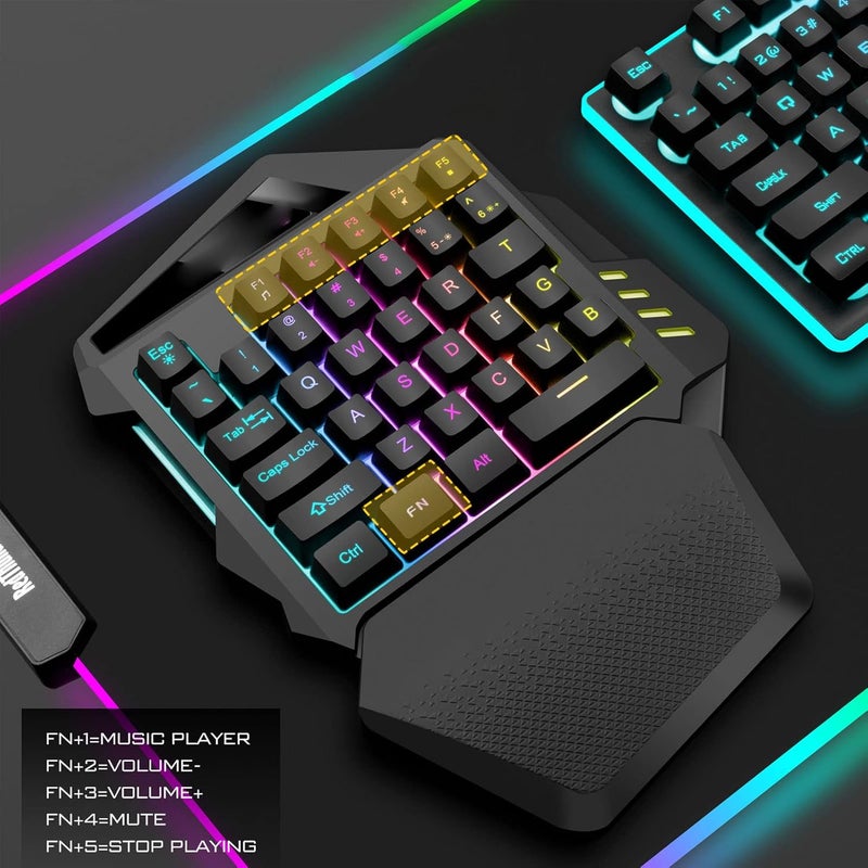 Brrnoo One Handed Gaming Keyboard, 35 Key Membrane Wireless RGB Keyboard with 2.4G Technology 8 Lighting Modes for PC Computer Gaming - Image 2