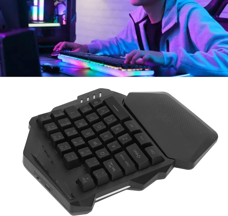 Brrnoo One Handed Gaming Keyboard, 35 Key Membrane Wireless RGB Keyboard with 2.4G Technology 8 Lighting Modes for PC Computer Gaming - Image 4
