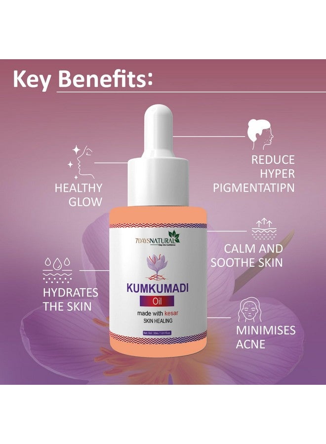 7 Days 7 DAYS Kumkumadi Oil for Glowing Skin, Spots, Fine Lines & Acne | Kumkumadi Face Serum with Saffron Oil, Sunflower Oil & Trurmeric Root Oil - 30ml (Pack of 2) - Image 2