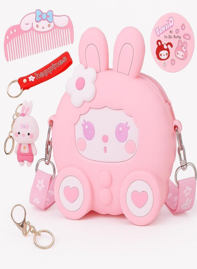 DTR Creation Touch Girls Mini Hanging Cute Children Side Bags with Strap, Keyring for 4~8 Years Baby Girl Boy Birthday Gift Present (Pink) - Image 2