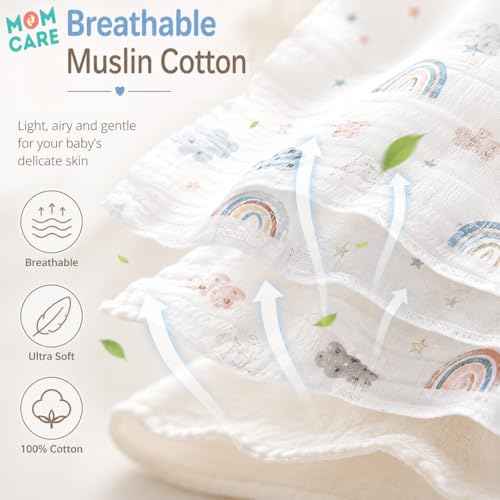 MOM CARE 6 Layer Muslin Baby Bath Towel for Newborn | Ultra Soft Cotton Bath Towel for Babies | Highly Absorbent Quick Dry Muslin Towel for Boys & Girls| Large Soft Towel | 60 x 120 cm | Pack of 1 - Image 5