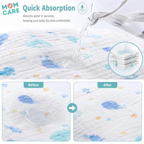 MOM CARE 6 Layer Muslin Baby Bath Towel for Newborn | Ultra Soft Cotton Bath Towel for Babies | Highly Absorbent Quick Dry Muslin Towel for Boys & Girls| Large Soft Towel | 60 x 120 cm | Pack of 1 - Image 3