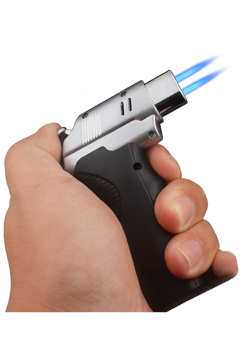 Panvil Adjustable Single/Dual Jet Flame Butane Gas Torch Lighter – Windproof Refillable Lighter with Flame Lock for Outdoor, Camping, BBQ, Kitchen - Image 4