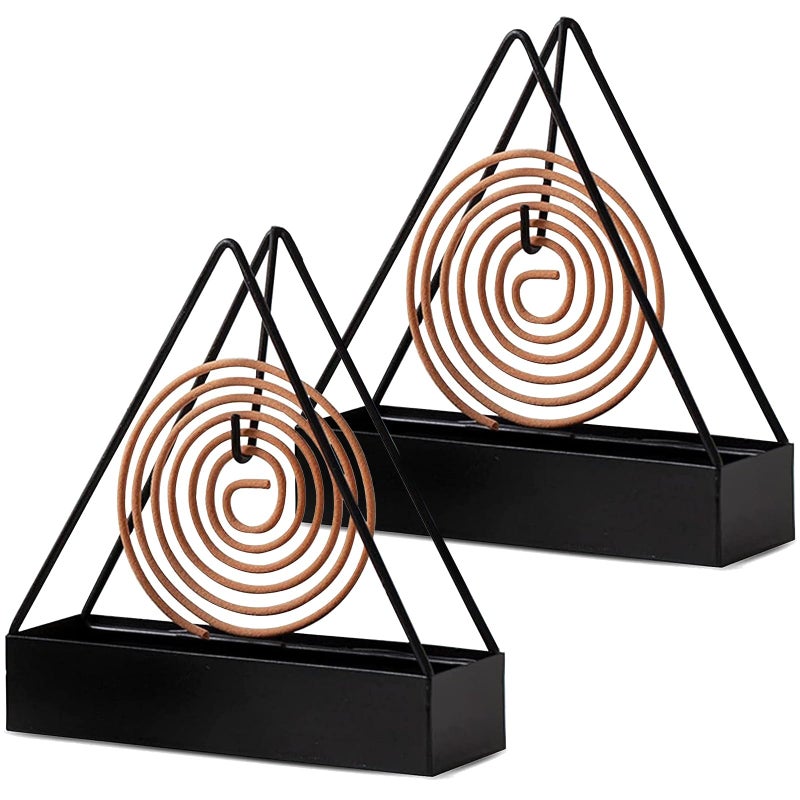 Black Metal Mosquito Coil Holder - Fireproof Ash Catcher Hanging Coil Tray for Outdoor Garden, Indoor Desktop Decor - Image 1