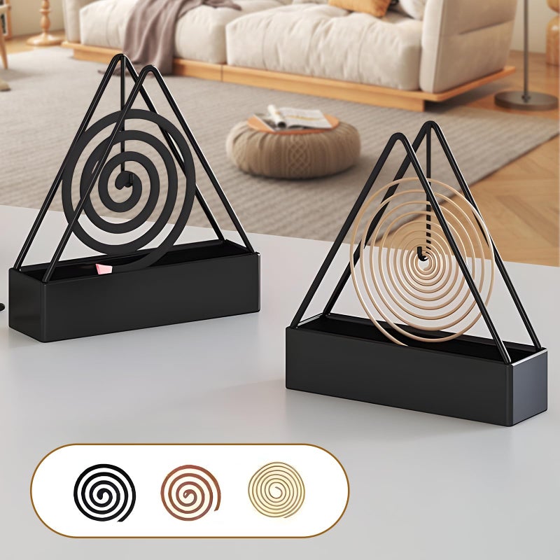Black Metal Mosquito Coil Holder - Fireproof Ash Catcher Hanging Coil Tray for Outdoor Garden, Indoor Desktop Decor - Image 5