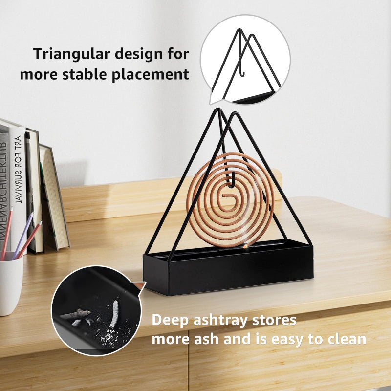 Black Metal Mosquito Coil Holder - Fireproof Ash Catcher Hanging Coil Tray for Outdoor Garden, Indoor Desktop Decor - Image 4