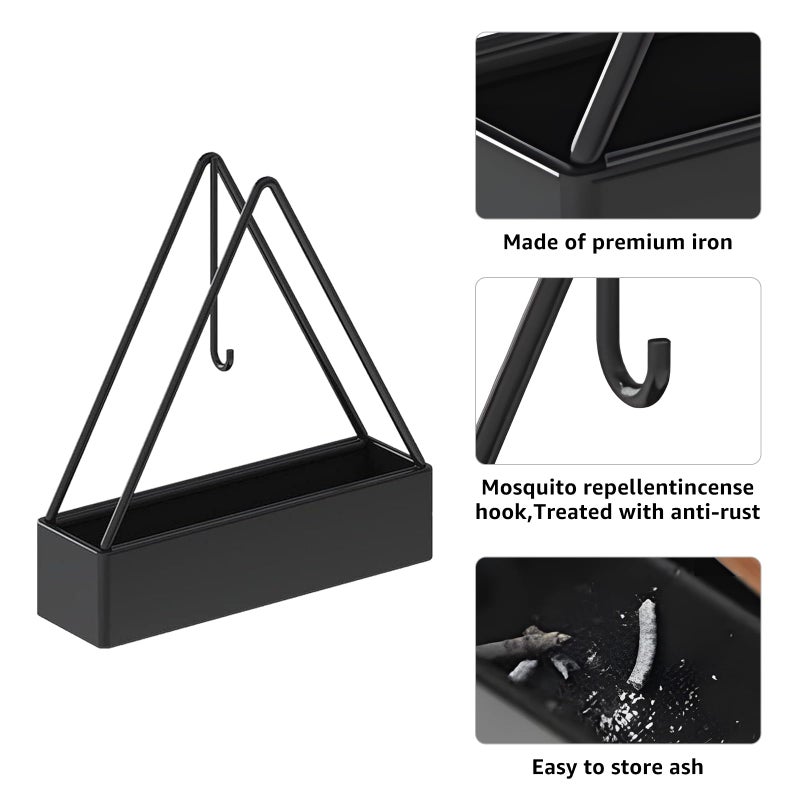 Black Metal Mosquito Coil Holder - Fireproof Ash Catcher Hanging Coil Tray for Outdoor Garden, Indoor Desktop Decor - Image 3