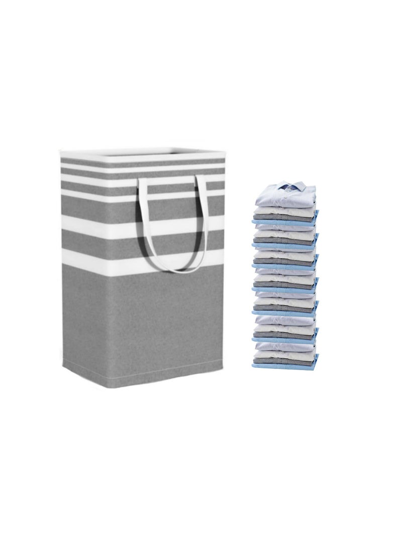 KASTWAVE Large Laundry Basket 75L, Collapsible Laundry Hamper With Easy Carry Extended Handles, Waterproof Freestanding Laundry Hamper for Storage Dirty Clothes in Bedroom, Bathroom - Grey - Image 1