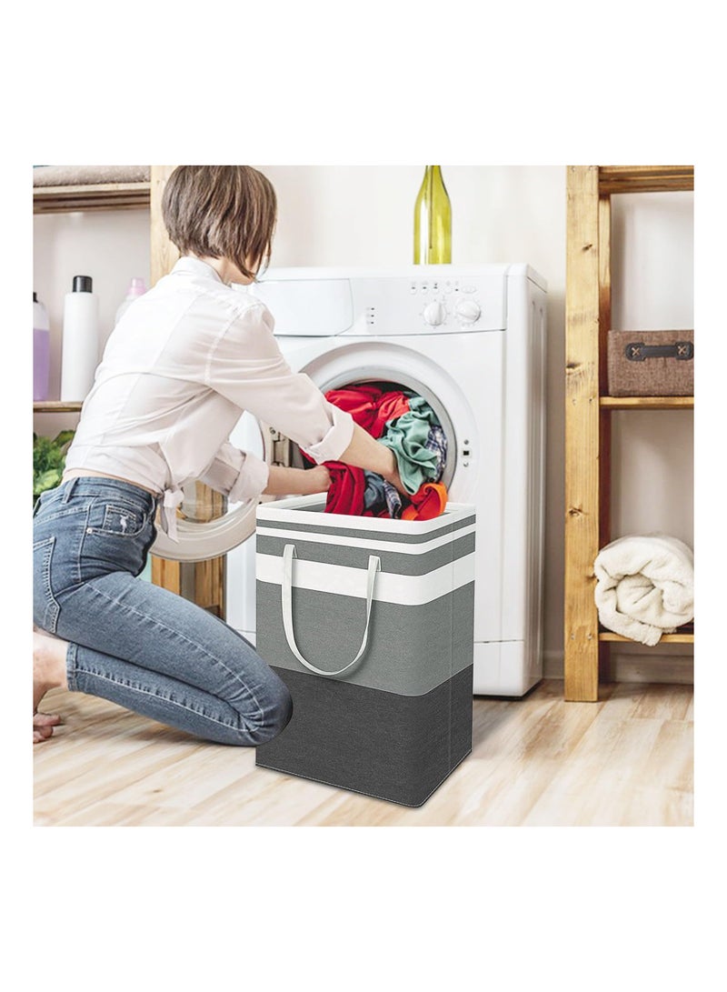 KASTWAVE Large Laundry Basket 75L, Collapsible Laundry Hamper With Easy Carry Extended Handles, Waterproof Freestanding Laundry Hamper for Storage Dirty Clothes in Bedroom, Bathroom - Grey - Image 2