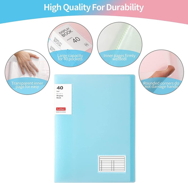 TNTAIAHL Binder with Plastic Sleeves 8.5x11" 3 Pack, 40-Pocket Bound Presentation Book with Sheet Protectors, Displays 80 Letter Size Pages for 8.5x11 inch Paper,Portfolio Binder Folder with Clear Sleeves - Image 3