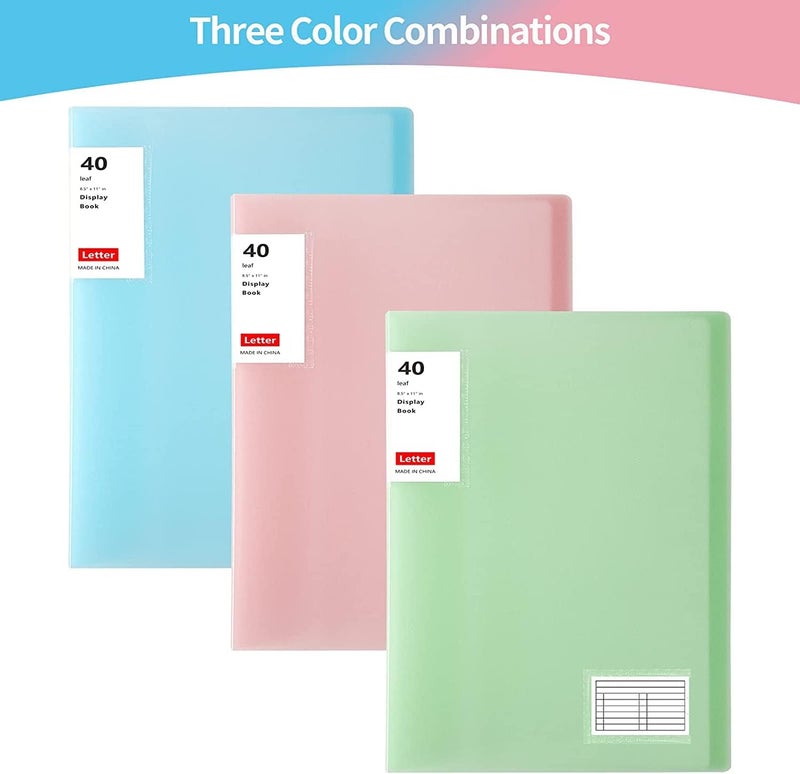 TNTAIAHL Binder with Plastic Sleeves 8.5x11" 3 Pack, 40-Pocket Bound Presentation Book with Sheet Protectors, Displays 80 Letter Size Pages for 8.5x11 inch Paper,Portfolio Binder Folder with Clear Sleeves - Image 5