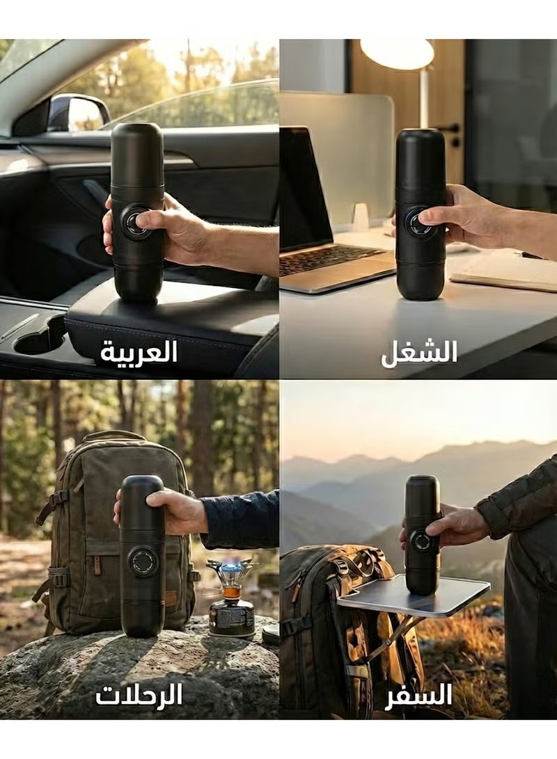 ماكينة اسبريسو يدوي محمولة، صانعة قهوة ميني بدون كهرباء للرحلات والمكتب، سعة 80 مل، لون أسود - قهوتك معاك في كل مكان - Image 4