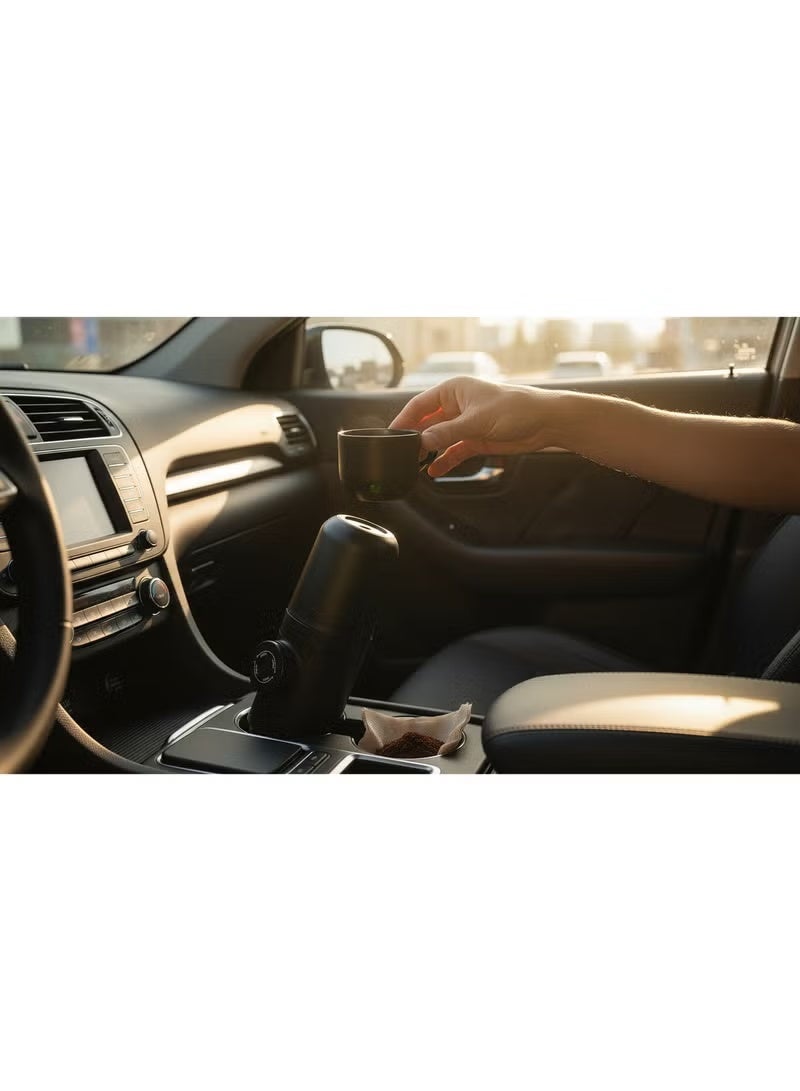 ماكينة اسبريسو يدوي محمولة، صانعة قهوة ميني بدون كهرباء للرحلات والمكتب، سعة 80 مل، لون أسود - قهوتك معاك في كل مكان - Image 3