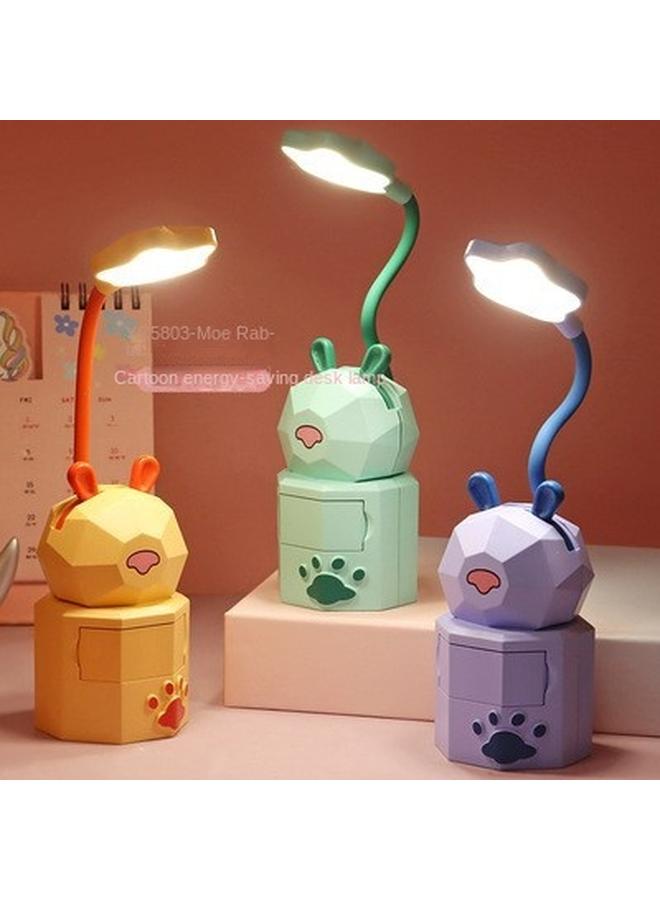 الأزرق جي دبليو الرسوم المتحركة الجديدة Little Bear تعلم مصابيح الطاولة في رياض الأطفال ، ضوء الليل الإبداعي للأطفال في غرفة النوم ، مصباح طاولة شحن USB بجانب السرير - Image 1