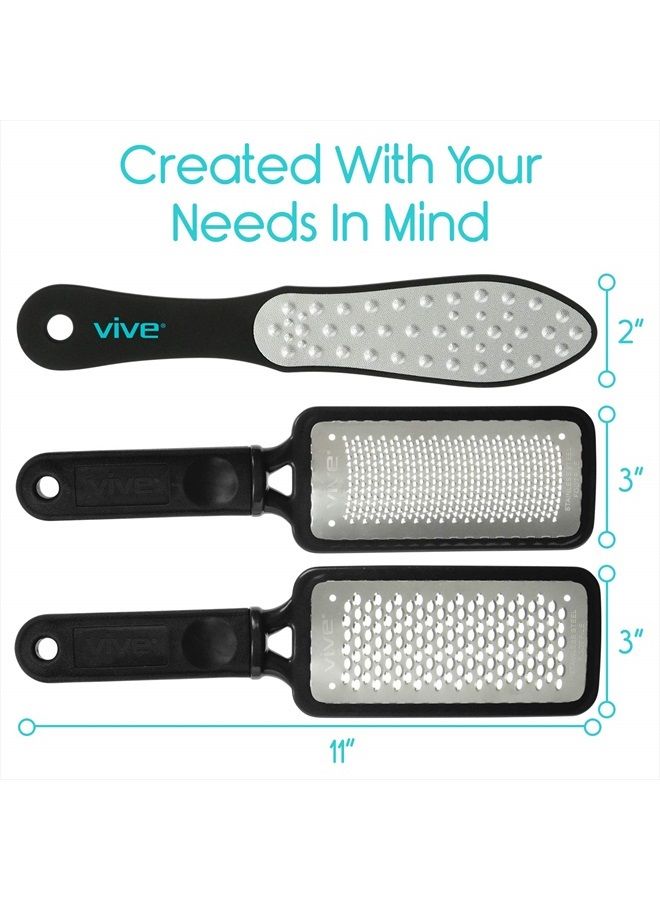 VIVE Foot File (3 Pack) - Callus Remover Pedicure Tool Kit for Men, Women Care - Dead Skin Heel Scrub Shaver and Rough Patch Eliminator Remover for Dry and Wet Toe and Feet Peel - Rasp Scrubber Blade - Image 5