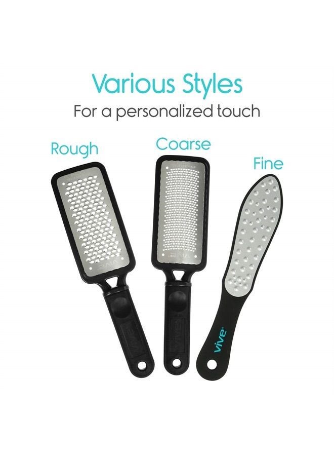 VIVE Foot File (3 Pack) - Callus Remover Pedicure Tool Kit for Men, Women Care - Dead Skin Heel Scrub Shaver and Rough Patch Eliminator Remover for Dry and Wet Toe and Feet Peel - Rasp Scrubber Blade - Image 3