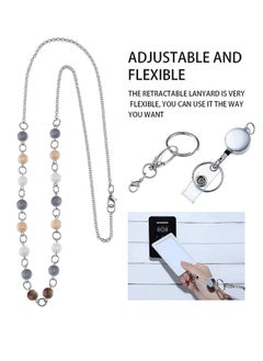 KASTWAVE 3 Pieces ID Badge Lanyard Necklace with ID Holder Clip Stainless Steel Beaded Chain Retractable Badge Reel Present  - Image 5