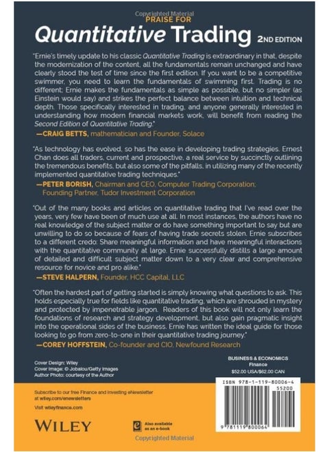 Quantitative Trading – How to Build Your Own Algorithmic Trading Business, Second Edition