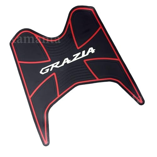Ramanta Grazia Foot Mat | Grazia Scooty Parts | Anti Slip Backing | 3D Two Wheeler Floormat | Washable & Removable Soft Rubberized Foot Mat Compatible with for Grazia BS6 (1 PC, Black & Red) - Image 3