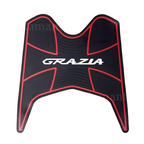 Ramanta Grazia Foot Mat | Grazia Scooty Parts | Anti Slip Backing | 3D Two Wheeler Floormat | Washable & Removable Soft Rubberized Foot Mat Compatible with for Grazia BS6 (1 PC, Black & Red) - Image 1