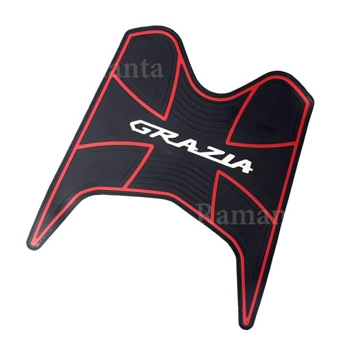 Ramanta Grazia Foot Mat | Grazia Scooty Parts | Anti Slip Backing | 3D Two Wheeler Floormat | Washable & Removable Soft Rubberized Foot Mat Compatible with for Grazia BS6 (1 PC, Black & Red) - Image 2