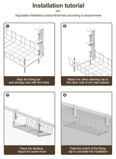 HomarKet No Drilling Under Desk Sturdy Metal Wire Cable Management Tray Basket and Cable Organizer Racks for Office and Home  - Image 5