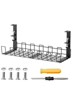 HomarKet No Drilling Under Desk Sturdy Metal Wire Cable Management Tray Basket and Cable Organizer Racks for Office and Home  - Image 2