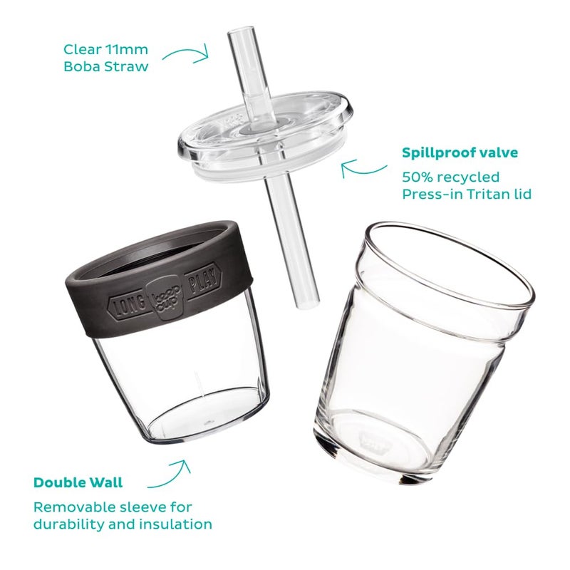 KeepCup Cold Cup - Longplay Double wall Glass Ice Coffee Tumbler with Lid and Straw - 12oz (340ml) - Pashmak - Image 3
