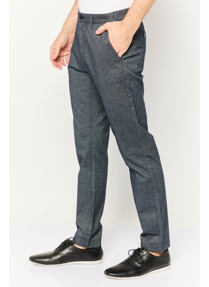 Men Regular Fit Chambray Print Stretchable Chino Pant, Heather Navy