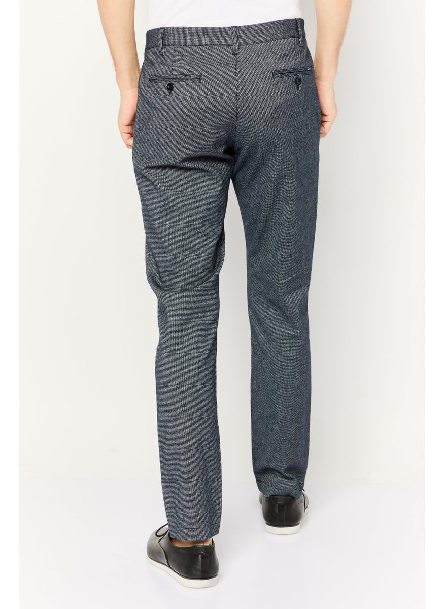 Men Regular Fit Chambray Print Stretchable Chino Pant, Heather Navy
