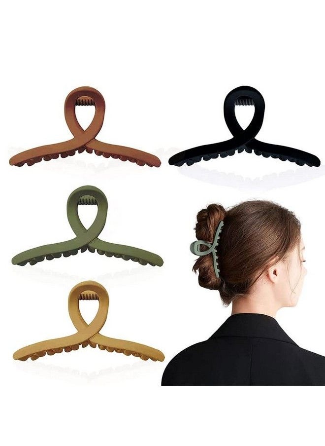 Fameza 4Pcs Matte Hair Claw Clips 4.3 Inch Acrylic Nonslip Large Jaw Hair Clamp For Women Thick Hair Styling Accessories  - Image 2