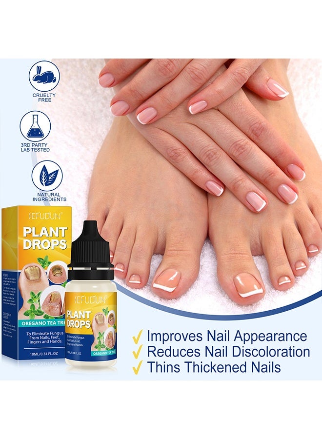 Sefudun Plant Drops， Nail Care Oregano Tea Tree Plant Drops for Nail Fungus Treatment Serum for Toenails and Fingernails Oregano Oil Fungal Nail Renewal Anti Fungus Nail Repair Gel 10ml - Image 5