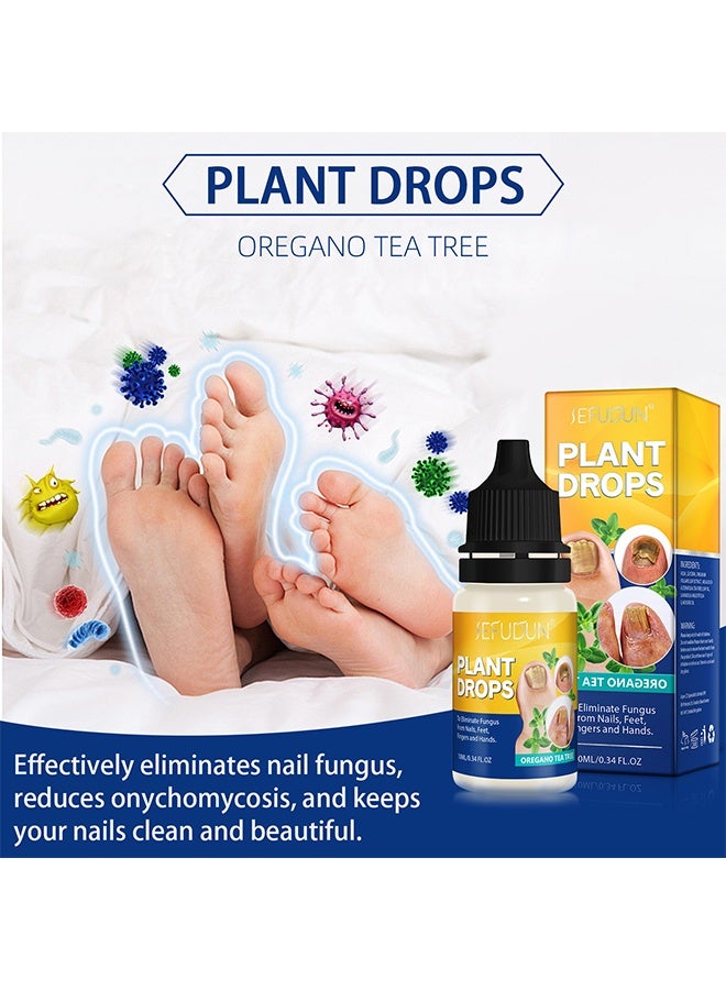 Sefudun Plant Drops， Nail Care Oregano Tea Tree Plant Drops for Nail Fungus Treatment Serum for Toenails and Fingernails Oregano Oil Fungal Nail Renewal Anti Fungus Nail Repair Gel 10ml - Image 2