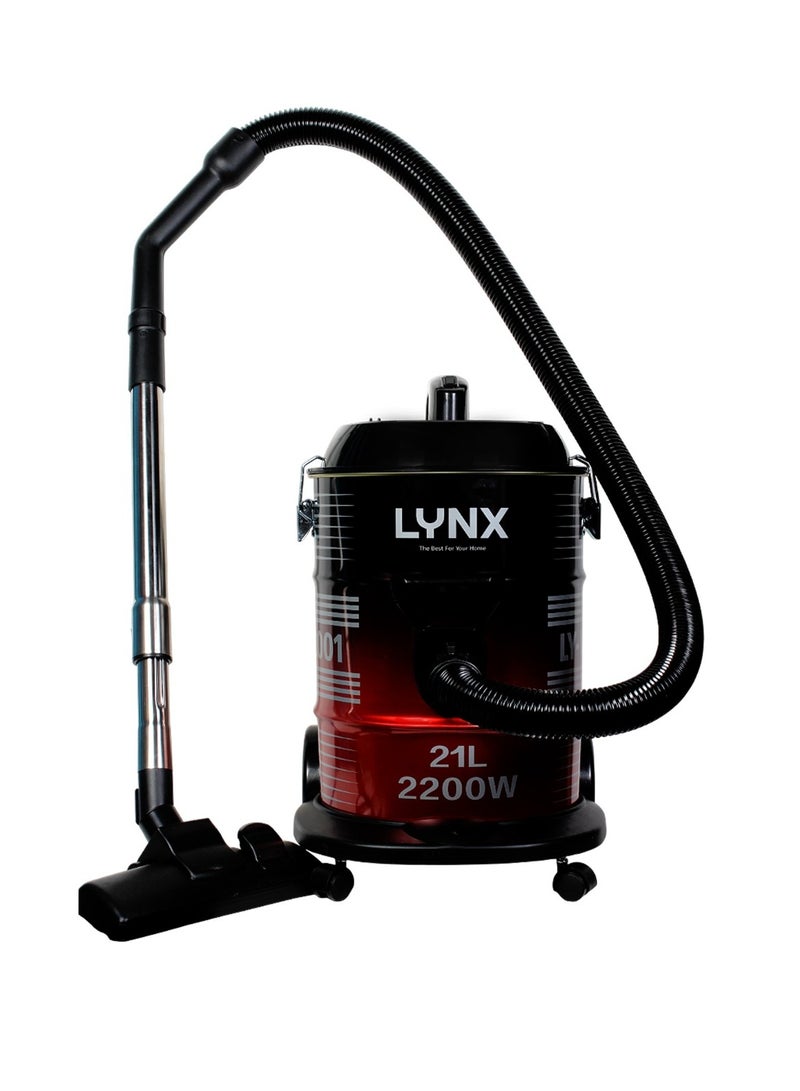 LYNX Powerful Vacuum Cleaner 2200W with 21L Metal Drum, Multi Filtration, Air Blowing, Easy Moving Wheels, Stainless Steel Tube, 2in1 Brush & Long Power Cord – LY-VC2001 - Image 1