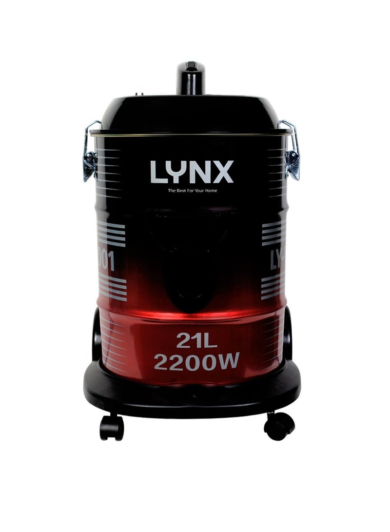 LYNX Powerful Vacuum Cleaner 2200W with 21L Metal Drum, Multi Filtration, Air Blowing, Easy Moving Wheels, Stainless Steel Tube, 2in1 Brush & Long Power Cord – LY-VC2001 - Image 2