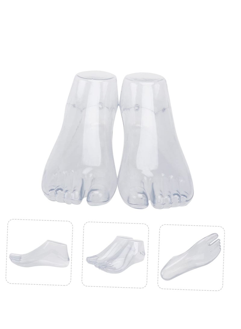 Generic 1 زوج من نموذج القدم البلاستيكية أحذية الجوارب دعم شكل أداة عرض دمى الإناث عرض مجوهرات الصنادل الأحذية الجوارب الشفافة  - Image 3
